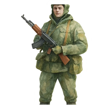 watercolor style Russian soldier sticker