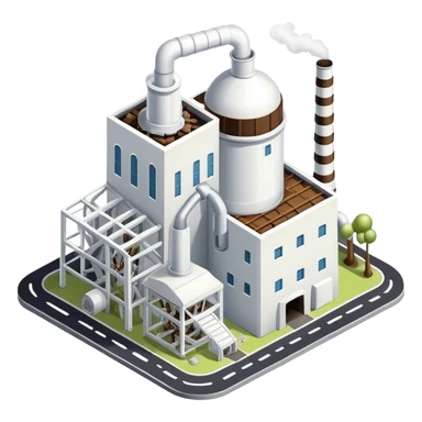 Isometric small white sugar factory  sticker