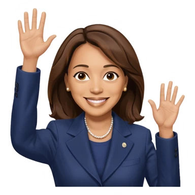 Kamala Harris waving, friendly pose sticker