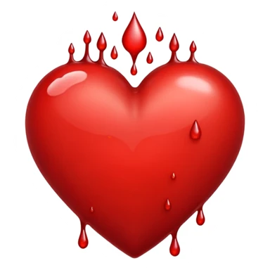 A few drops of blood and a bright red heart sticker