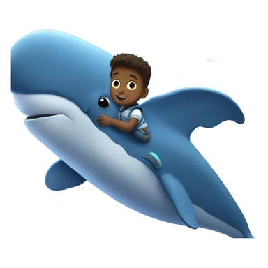 Half boy, half unicorn riding a blue whale through space sticker