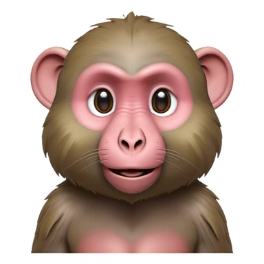 Cinematic Realistic Cute Baboon Portrait Emoji, Head tilted playfully and inquisitively, featuring a compact, sturdy build with a distinctly textured, expressive face characterized by bright, curious eyes and a subtly softened snout, rendered with realistic earthy detail and natural highlights, high shine, affectionate and spirited, styled with a touch of jungle whimsy, soft glowing outline, capturing the essence of a mischievous yet endearing baboon that appears ready to leap playfully out of the screen! sticker