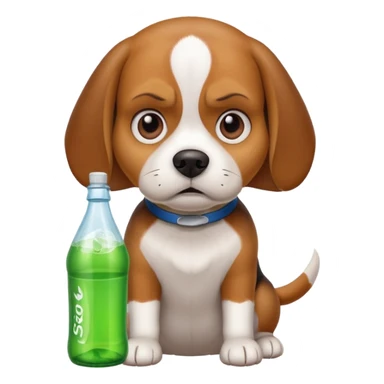 angry beagle with sprite bottle  sticker