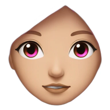 Anime girl with pink shoulder long hair, having a black cyberpunk cloak over half of her head, pink eyes sticker