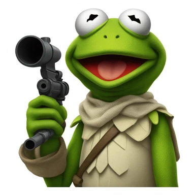 Kermit the frog with a bazooka sticker