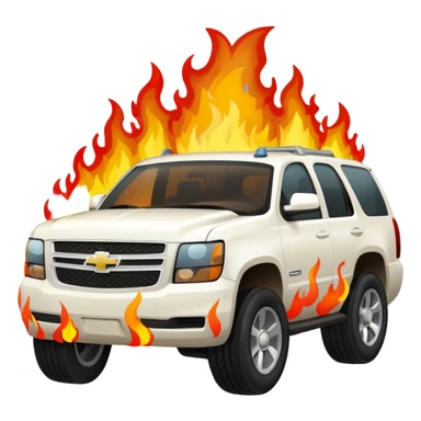 White Tahoe on fire  sticker