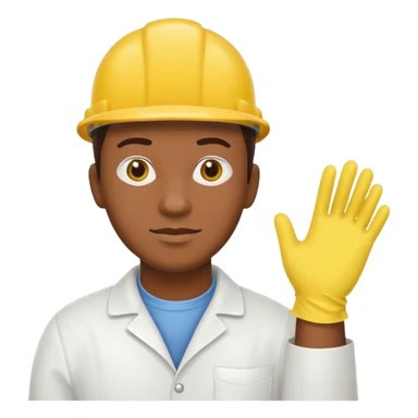 Custodian with yellow rubber gloves sticker