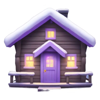 winter cabin with lilac Christmas lights  sticker