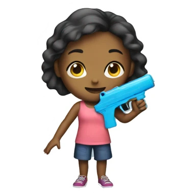 Girl with water gun sticker