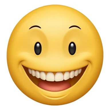 a yellow  smiley face with very long teeth like the trivago guy sticker