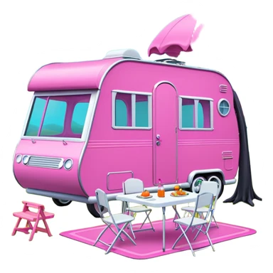 Jetson’s Ultra hotrod cute Haunted Barbie dream house Caravan with picnic table and folding chairs on top  sticker