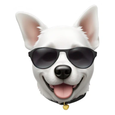 dog white with sunglasses sticker
