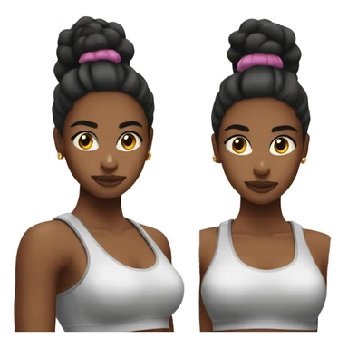 Black gym girl sleek half up half down hair flexing  sticker