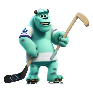 Sully from monsters inc playing hockey sticker
