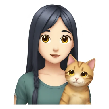 anime girl and cat sticker