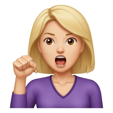 Woman screaming fist up sticker