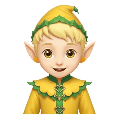 Tiny elf baby with pointy ears and hat, yellow outfit sticker