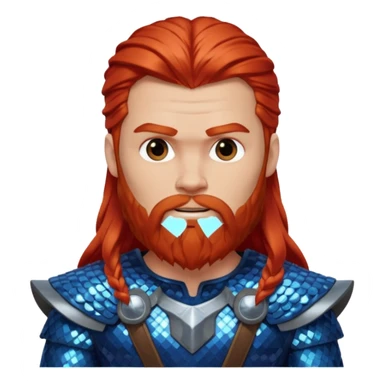 Thor, God of Thunder with long red hair and beard, blue sequin outfit sticker