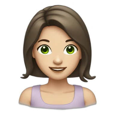 light-skinned girl with shoulder-length dark brown hair and green eyes winking sticker