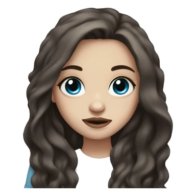 Feminine girl with pale skin, blue eyes, dark brown long hair and tattoos on her arms sticker