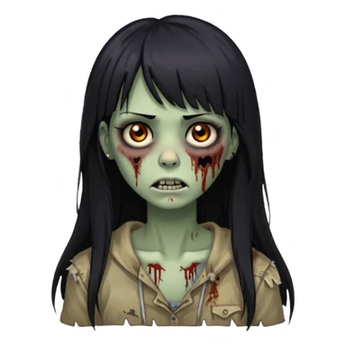 Zombie woman with long black hair and bangs, a nose piercing, and brown eyes. sticker