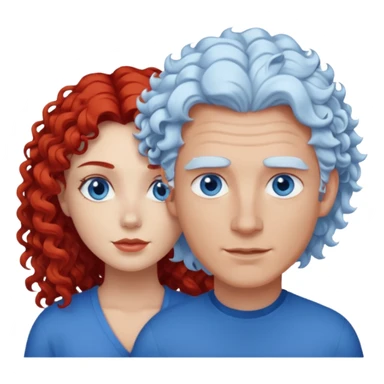 Homme cheveux blanc courts yeux bleu + femme rousse cheveux longs bouclés yeux bleu sticker