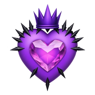 purple heart with black thorns and a crystal, dark romance sticker
