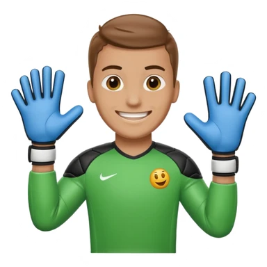 Football goalkeeper gloves with man goalkeeper and small emoji sticker