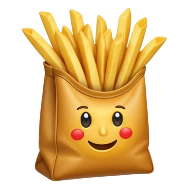 arrow showing fries being put into bag sticker