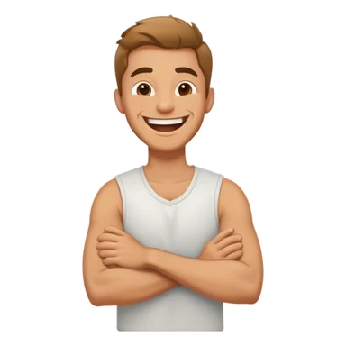 Arms crossed on neck guy laughing  sticker