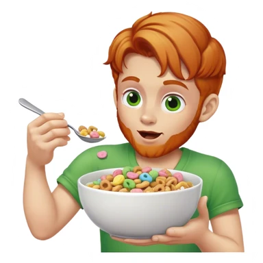 Ginger hair person eating lucky charms cereal sticker