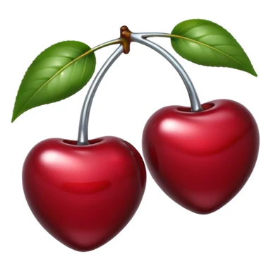A pair of cherries emoji made of liquid silver chrome, smooth rounded shapes, glossy metallic surface, subtle sensual vibe, luxury sexy aesthetic, iOS emoji style, centered, clean white background sticker
