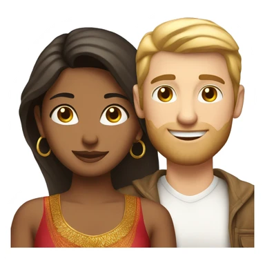 Hot Indian girl and white boyfriend couple in love sticker