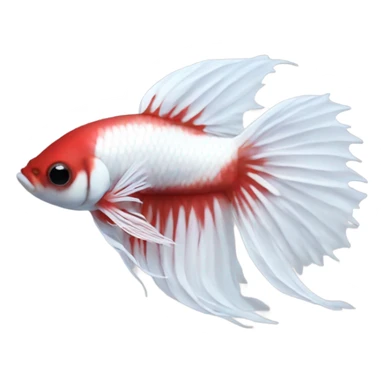 White betta fish with deep red short fins, position: full profile sticker