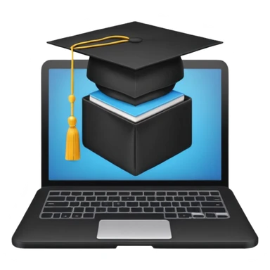 open laptop with graduation cap above it sticker