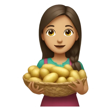 Azerbaijani girl with potatoes in her hands sticker