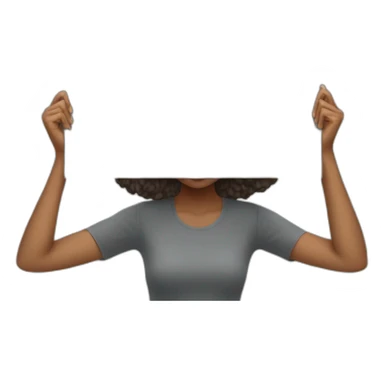 lady sort grey hai holding blank placard above head sticker