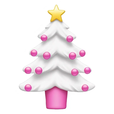 white christmas tree with pink ornaments and a pink star sticker