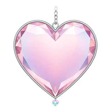 Iridescent pastel pink heart-shaped rosy pearly suncatcher crystals hanging  sticker