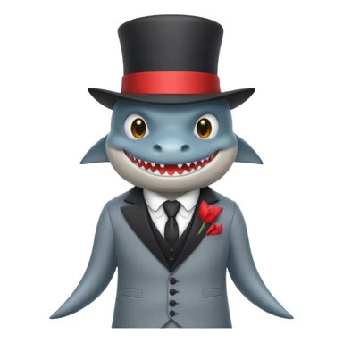 Shark with a top hat in a suit sticker
