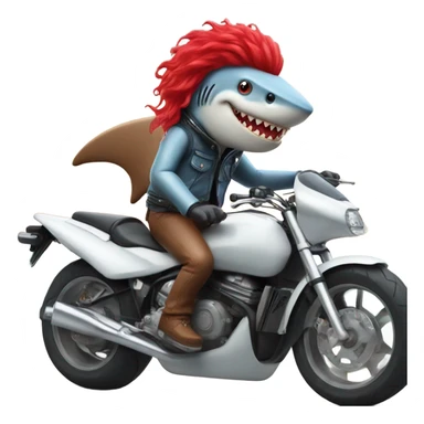 Shark with red wig riding a motorcycle  sticker