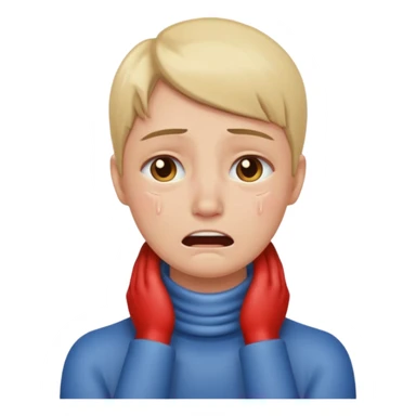 Crying face with hands on neck sticker