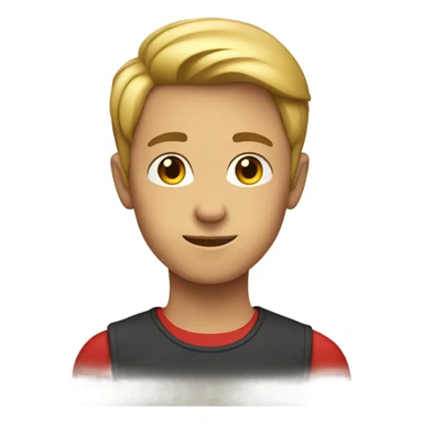 boy in red shirt indoors sticker