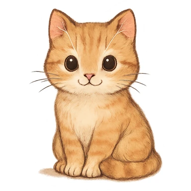 cute cat sitting, charming and detailed general style illustration sticker