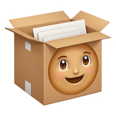 carton box with visible sheets of paper sticker