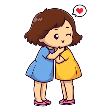 Brown hair girl sending a kiss sticker