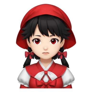an emoji of reimu hakurei from touhou project looking at the front sticker