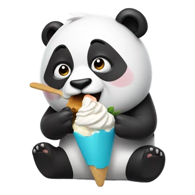 Panda comiendo helado sticker