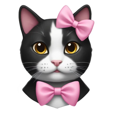 Tuxedo cat wearing a pink bow  sticker