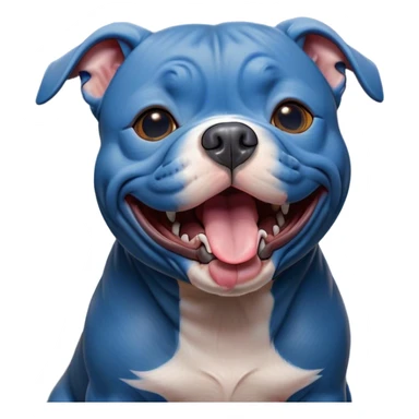 Cinematic Cute Yawning Blue Staffordshire Bull Terrier Portrait Emoji, Head tilted slightly with a dramatic, wide-open yawn, showcasing a smooth blue Fur with a refined texture, floppy ears slightly drooping, round dark eyes barely open in drowsy contentment, Simplified yet irresistibly adorable features, highly detailed, glowing with a soft, cozy glow, high shine, relaxed yet expressive, stylized with a touch of whimsy, bright and endearing, soft glowing outline, capturing the essence of a sleepy yet affectionate guardian, so drowsy it feels like it could stretch right out of the screen and curl up for a nap! sticker